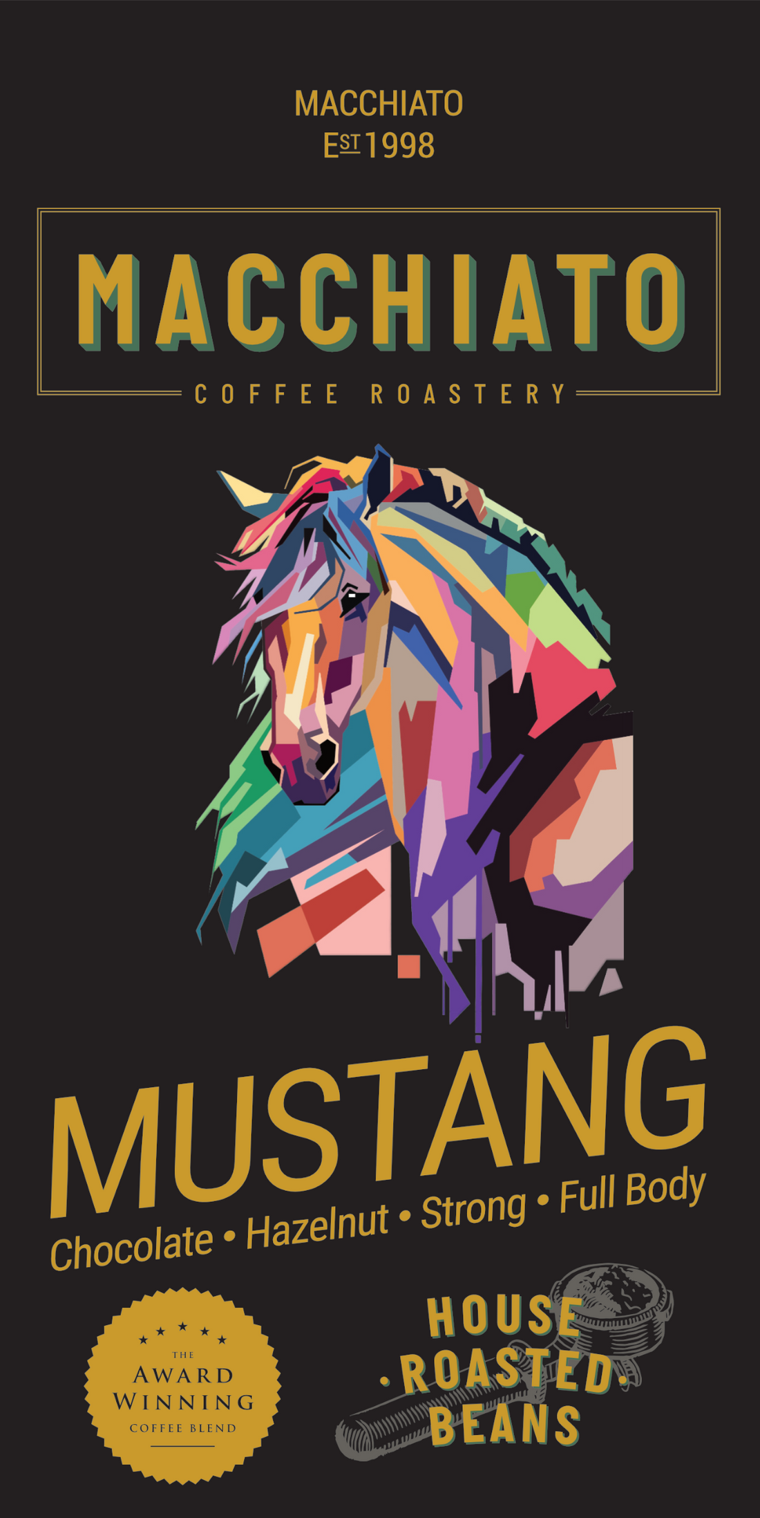Mustang blend coffee bag label